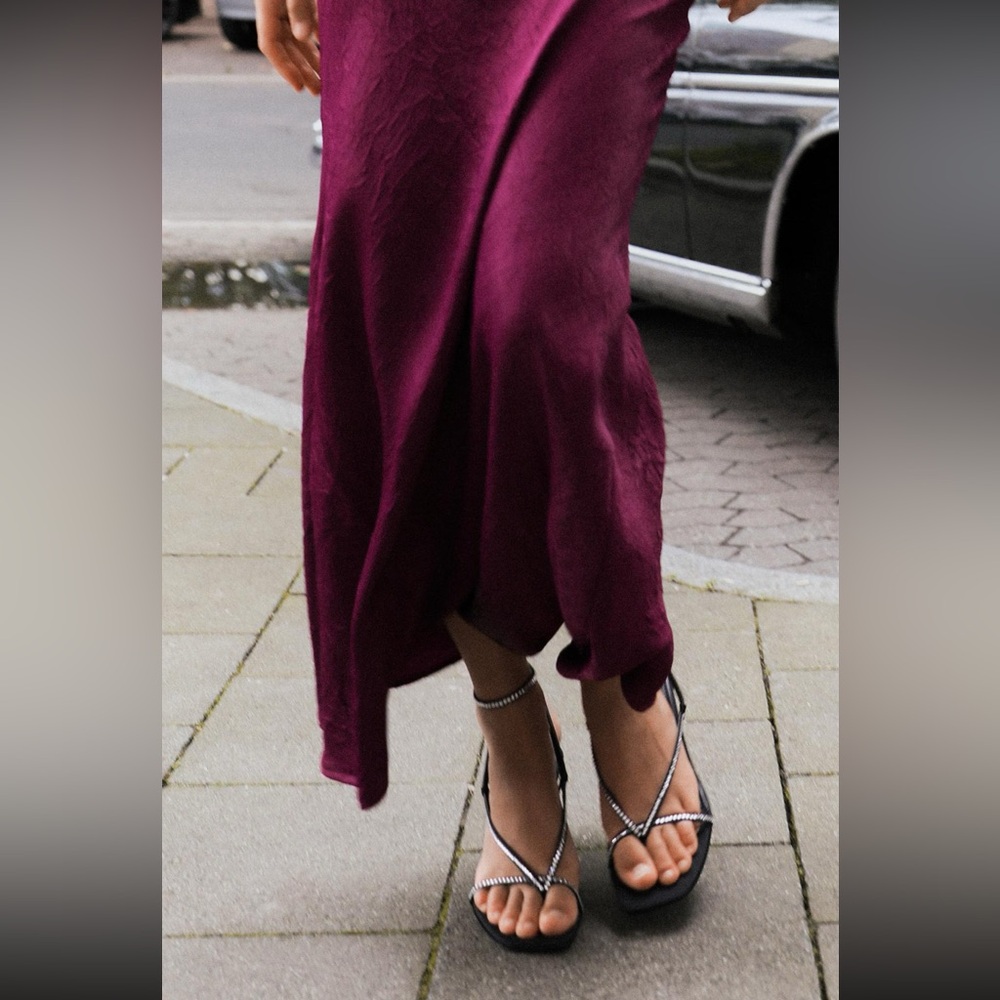 NWT Zara Satin Effect Open Back Dress - Picture 4 of 13